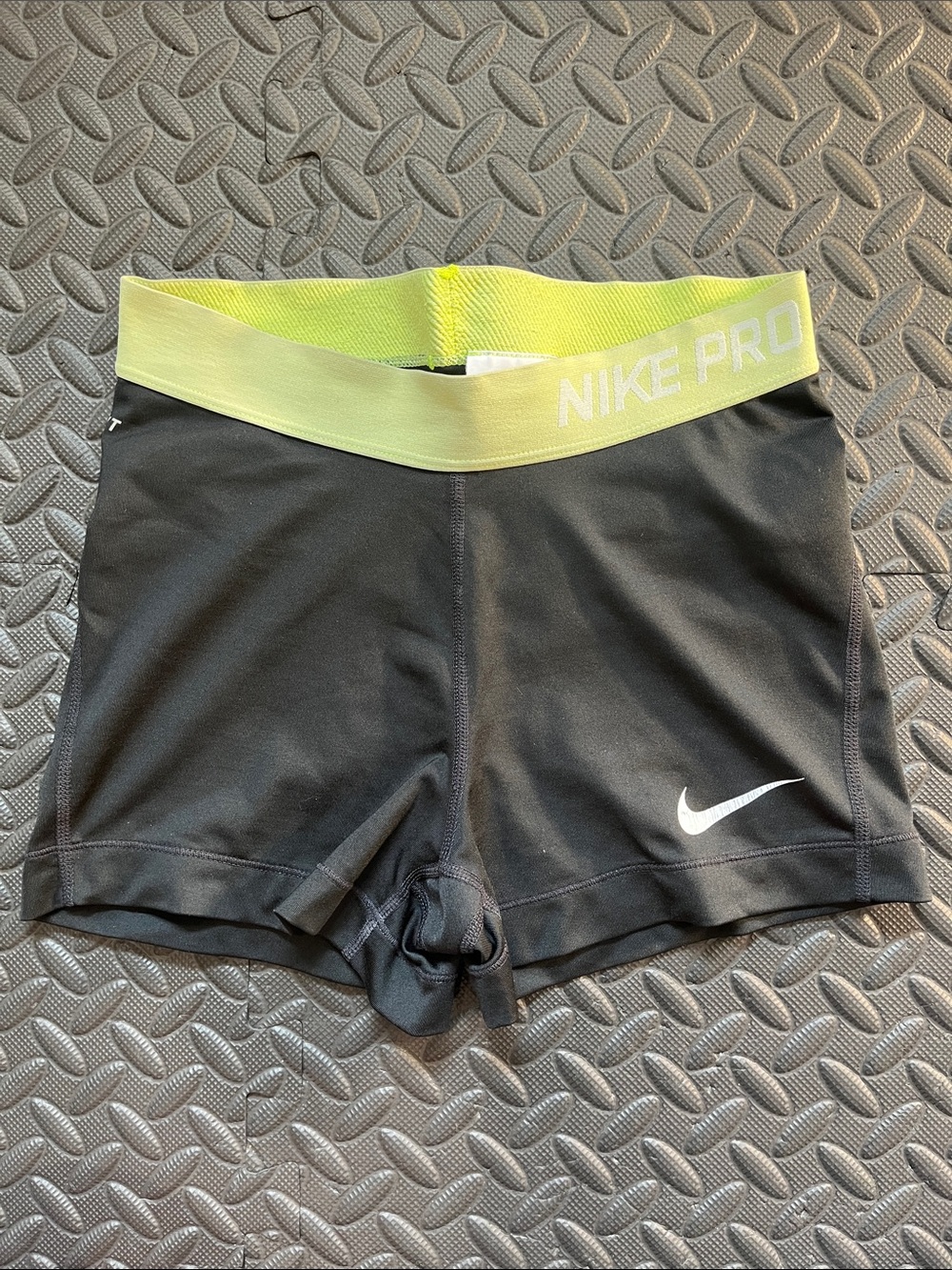 Nike Women's Black Bike Shorts with Lime Waistband